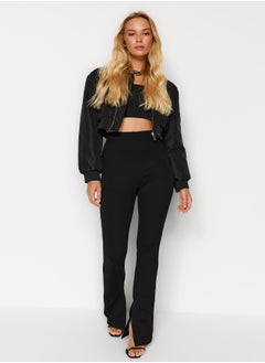 trendyol Black Internal Slit High Waist Interlock Knitted Leggings Trousers TWOAW24PL00122  - Image 5