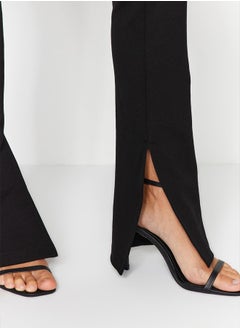 trendyol Black Internal Slit High Waist Interlock Knitted Leggings Trousers TWOAW24PL00122  - Image 4