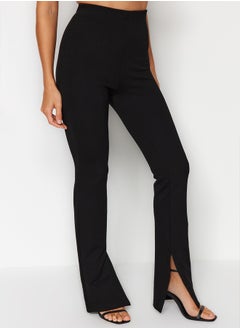 trendyol Black Internal Slit High Waist Interlock Knitted Leggings Trousers TWOAW24PL00122  - Image 3