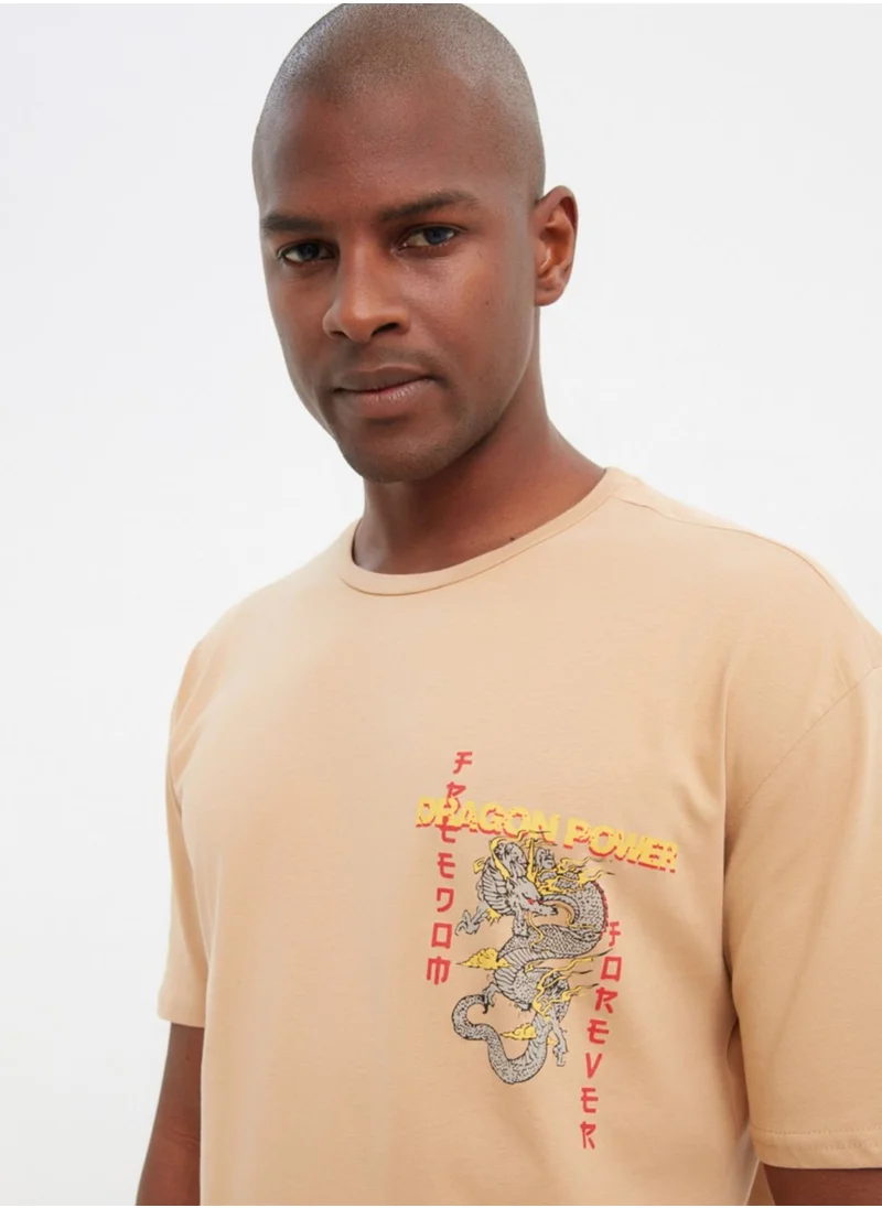 trendyol Dragon Print Crew Neck T-Shirt