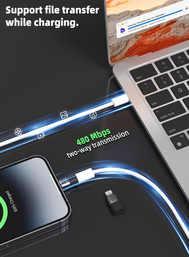 zoyuzan USB C Female to Lightning Male OTG Audio Adapter(3 pack)for iPhone 14 13 for Apple Type C Headphone Charging Cable Converter Data Transfer Connector Card Reader for iPad Android Compatible for Samsung - Image 3