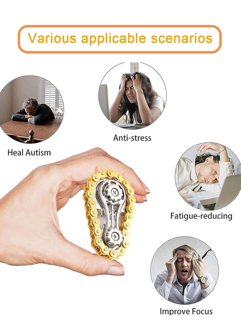 مكعب تروس سلسلة الدراجة الحسية المعدنية، لعبة مبتكرة لتخفيف التوتر، لعبة دوارة يدوية للإصبع - Image 4