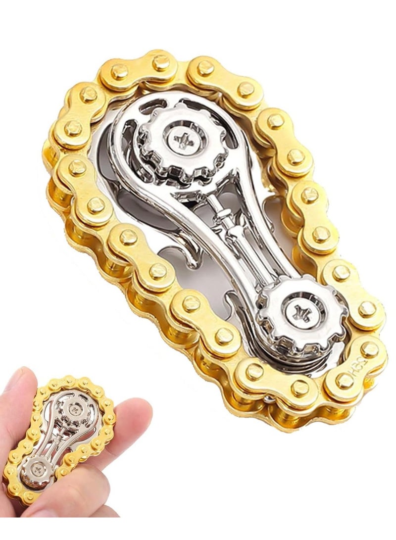 مكعب تروس سلسلة الدراجة الحسية المعدنية، لعبة مبتكرة لتخفيف التوتر، لعبة دوارة يدوية للإصبع - Image 1