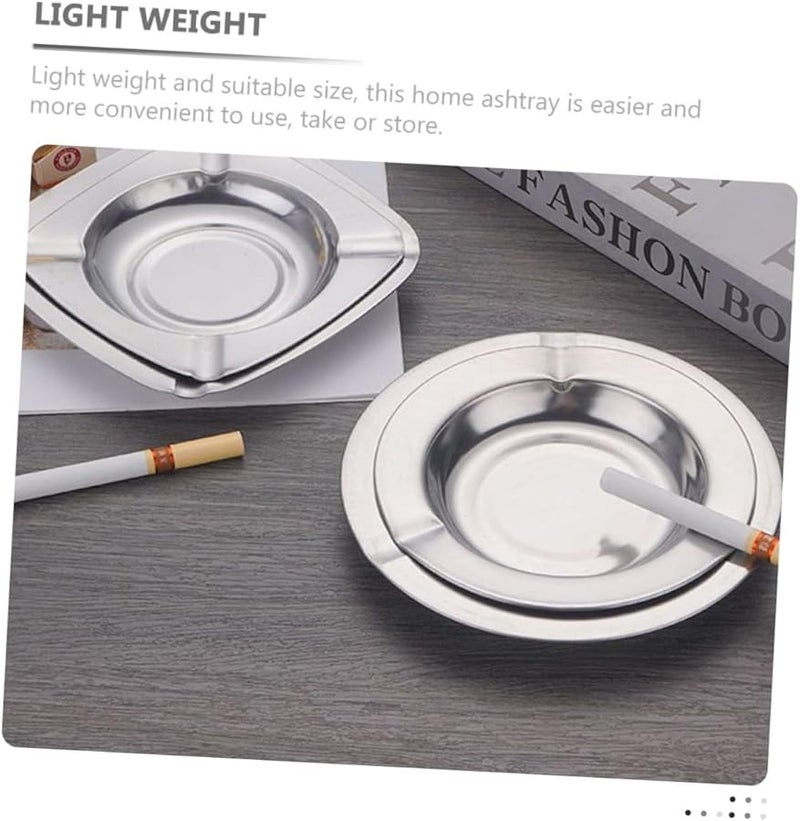 Unomor 2 حزمة من صينية السجائر المصنوعة من الفولاذ المقاوم للصدأ، صينية السيجار الزخرفية خفيفة الوزن للمنزل والمكتب - Image 4
