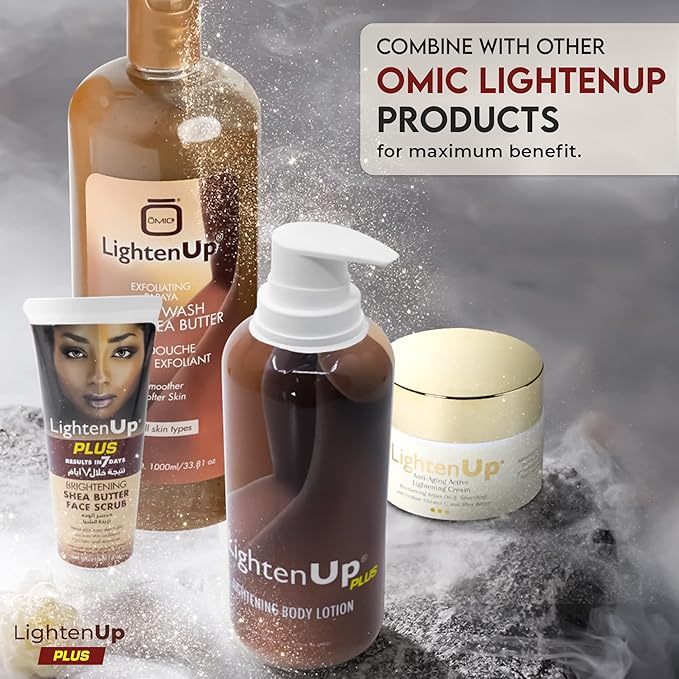 LightenUp Skin Brightening Lotion 135oz 400ml Fade Dark Spots on Body Knees Elbows with Jamaican Castor Oil Shea Butter