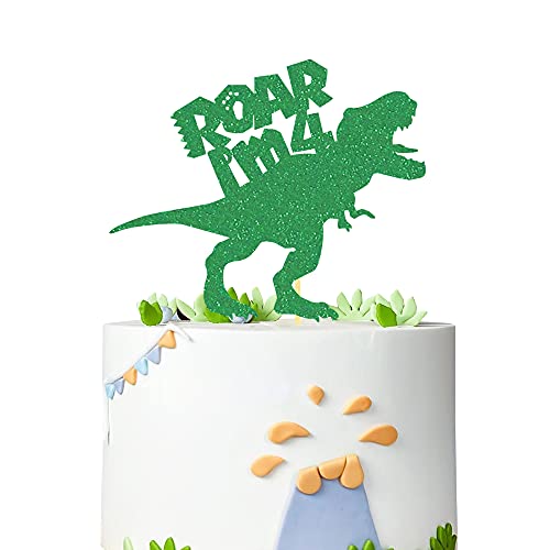 Festiko® Dinosaur Cake Topper for Boys Girls Kids Birthday Party Dinosaur Themed Party Decoration (4th Birthday) - Image 1