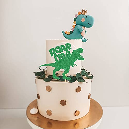 Festiko® Dinosaur Cake Topper for Boys Girls Kids Birthday Party Dinosaur Themed Party Decoration (4th Birthday) - Image 4
