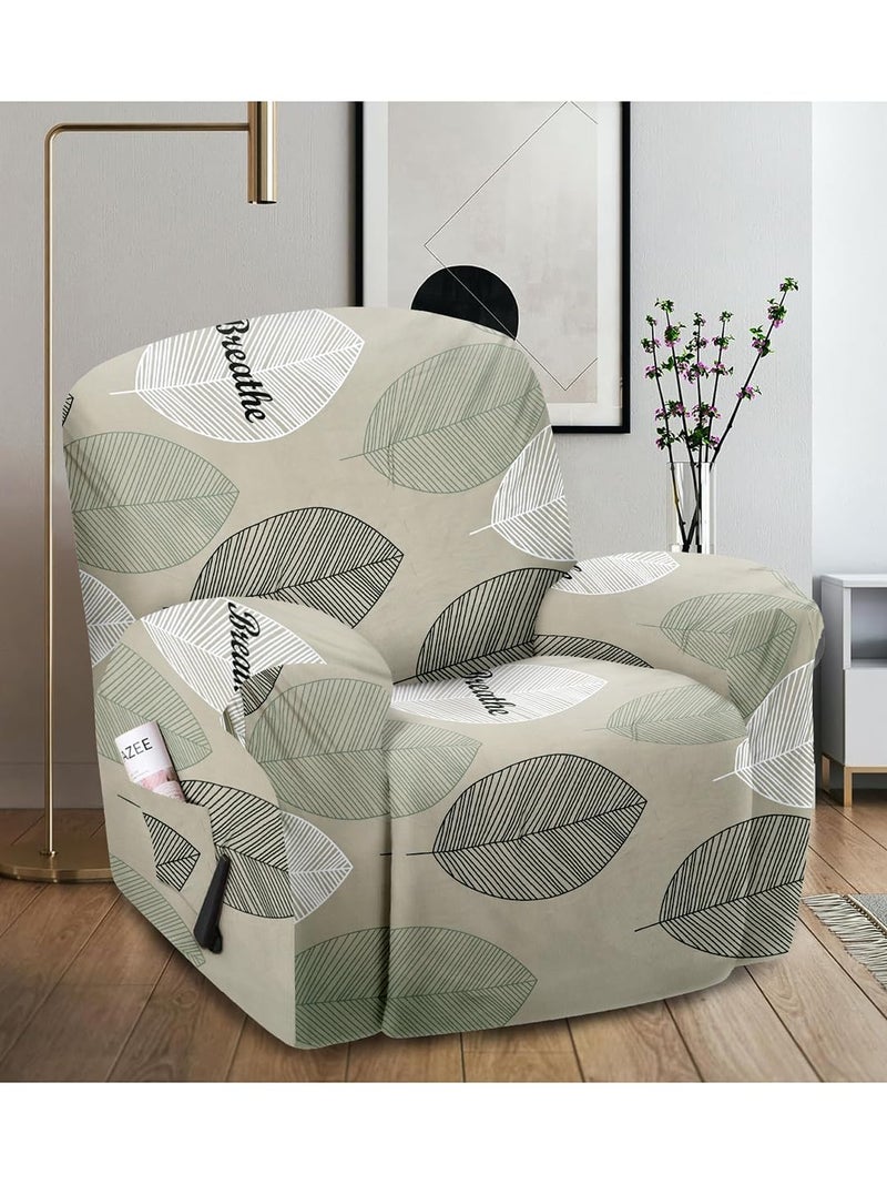 VORHANG Super Stretch Printed Recliner Cover Recliner Couch Covers Recliner Chair Cover Form Fitted Non Slip Reclining Slipcovers for Standard Large Recliner Soft Thick Sage - Image 1