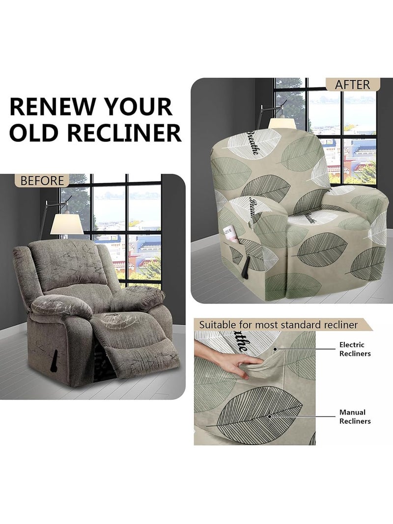 VORHANG Super Stretch Printed Recliner Cover Recliner Couch Covers Recliner Chair Cover Form Fitted Non Slip Reclining Slipcovers for Standard Large Recliner Soft Thick Sage - Image 5
