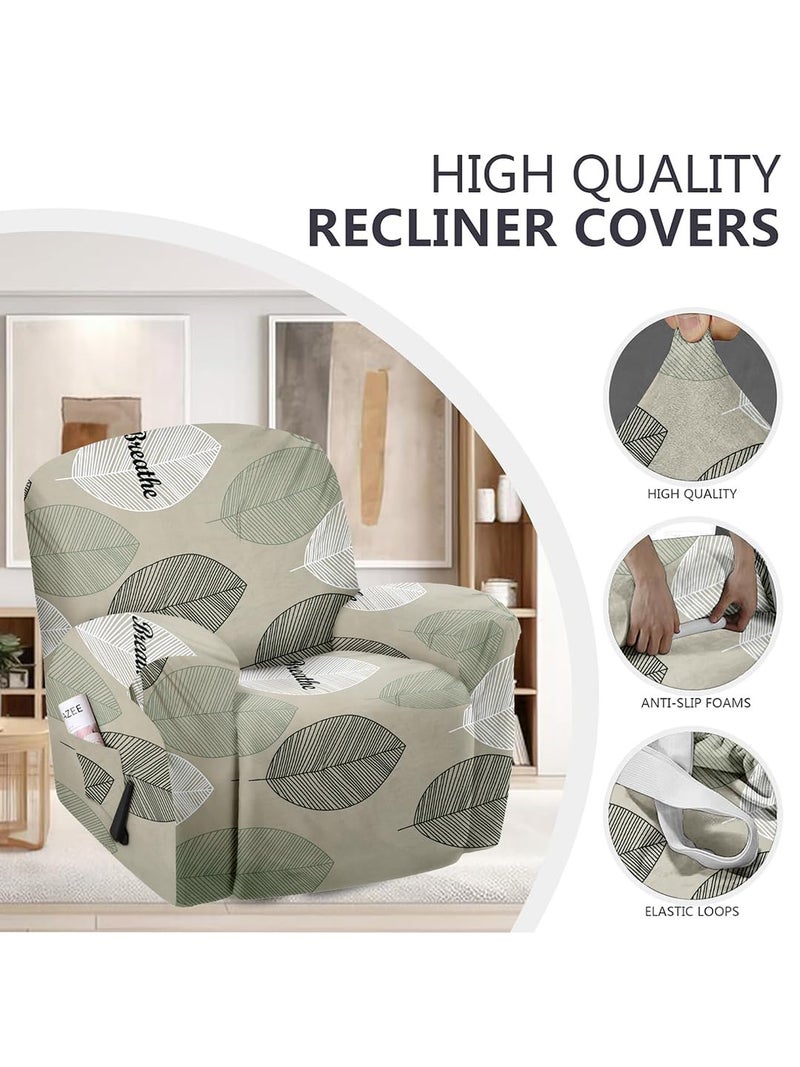 VORHANG Super Stretch Printed Recliner Cover Recliner Couch Covers Recliner Chair Cover Form Fitted Non Slip Reclining Slipcovers for Standard Large Recliner Soft Thick Sage - Image 4