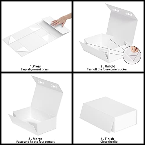 RYDDOY White Gift Box, 9.5x6x3'' Gift boxes for Presents with Lids Magnetic Closure Rectangle Collapsible for Bridesmaid Proposal Box, Wedding, Christmas, Halloween, Birthday Gift Packging - Image 5
