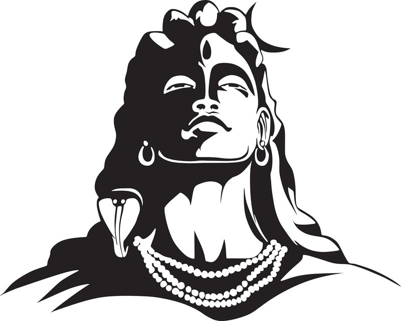 Sticker Studio PVC Vinyl Adiyogi Shiva Big Size 3D Wall Sticker Decal for Wall Living Room Hall Size 58 CM X 63 CM Black Pack of 1