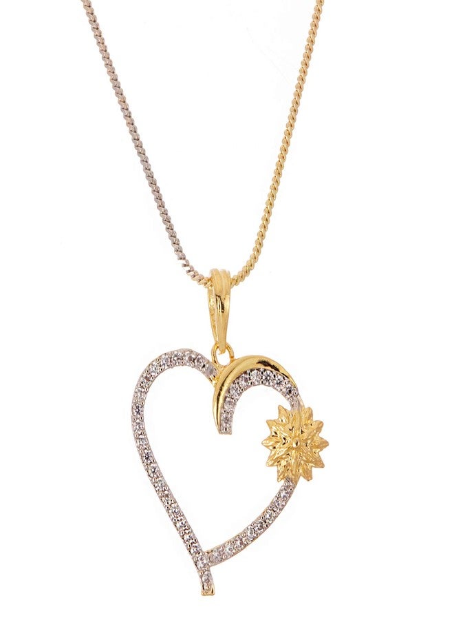 KENNICE Gold Plated American Diamond Heart Shaped Trendy Pendant Jewellery For Girl & Women - Image 1