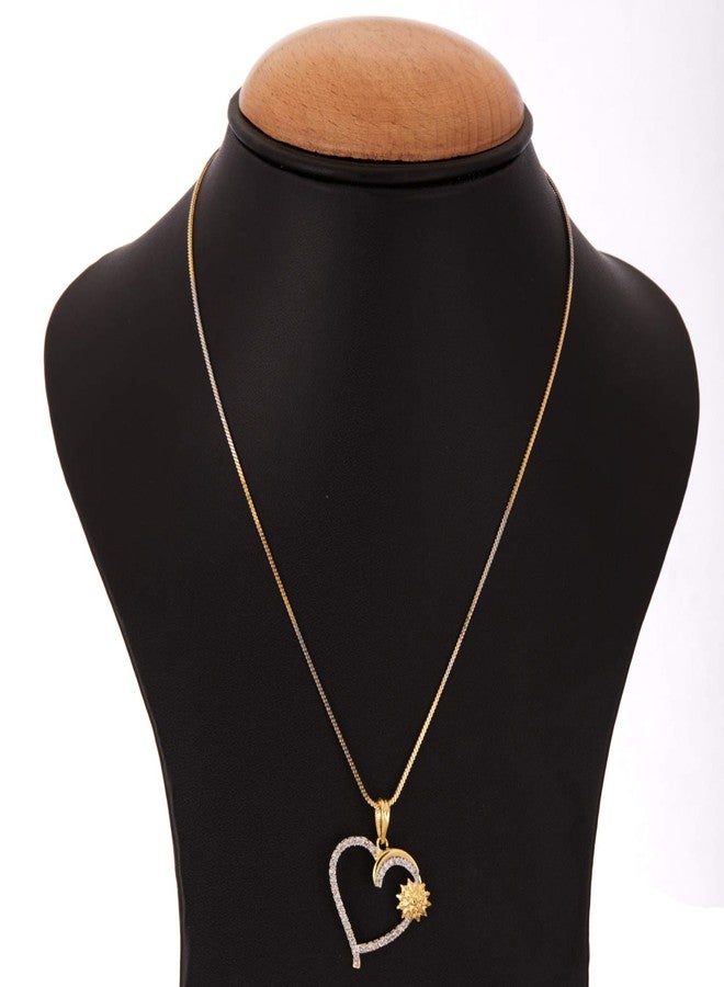 KENNICE Gold Plated American Diamond Heart Shaped Trendy Pendant Jewellery For Girl & Women - Image 2