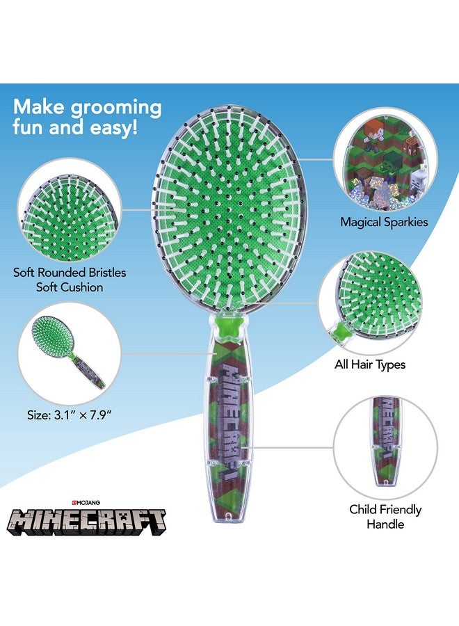 Luv Her Minecraft Hair Brush With Magical Sparkling Cubes Confetti Hair Brush Green Boys Hair Brush Ages 3+ - Image 3