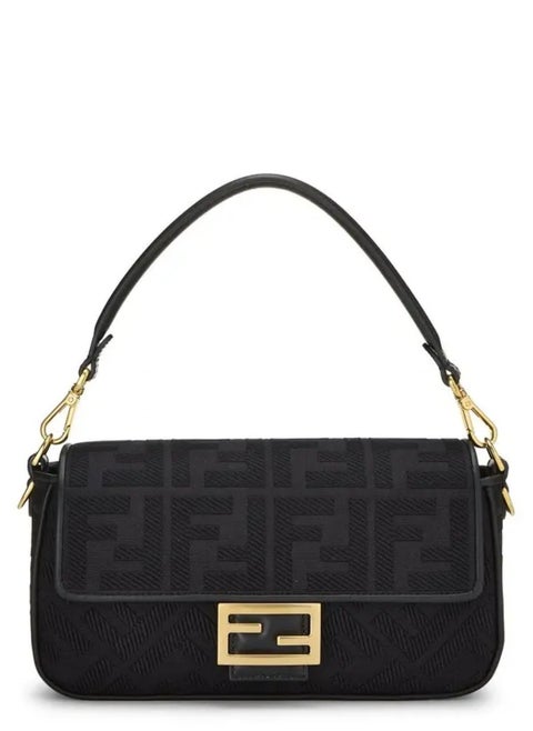 Canvas Vitello King Extra Strap FF Embroidered Baguette