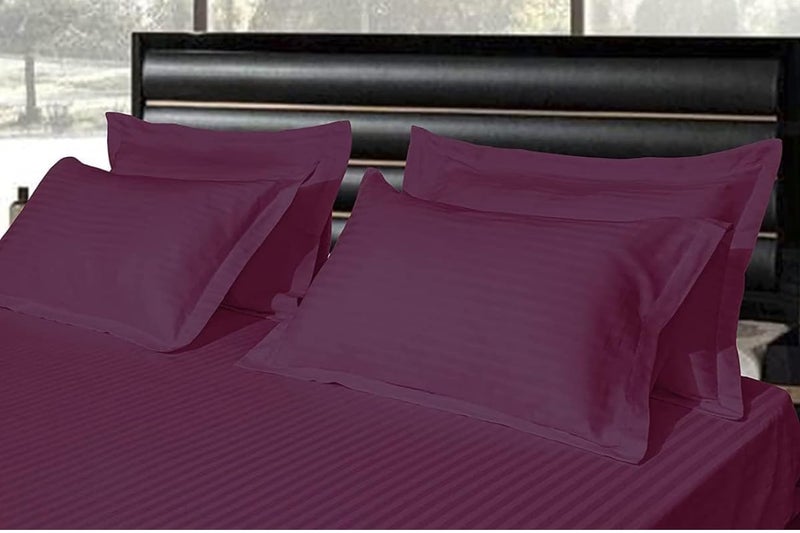Blackspade BLACK SPADE Microfiber Solid Satin Stripe Cotton AC Comforter Set Double Bed with 1 Flat Bedsheet - 90x100 Inch and Two Pillow Covers II 4 pc Bedding Set for Home | Hotels (Wine) - Image 3