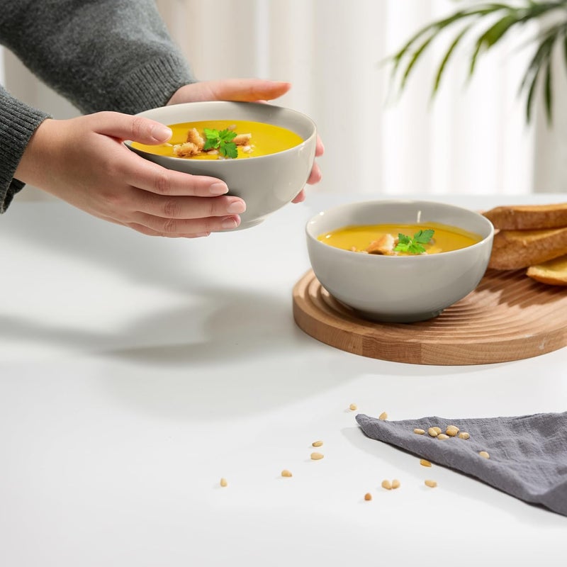 KooK Soup Bowls Cereal Bowl Ceramic Bowls for Kitchen Microwave Dishwasher and Freezer Safe Porcelain Dishes for Pasta Salad Oatmeal Deep Interior 20 oz Set of 6 Powder Grey - Image 2