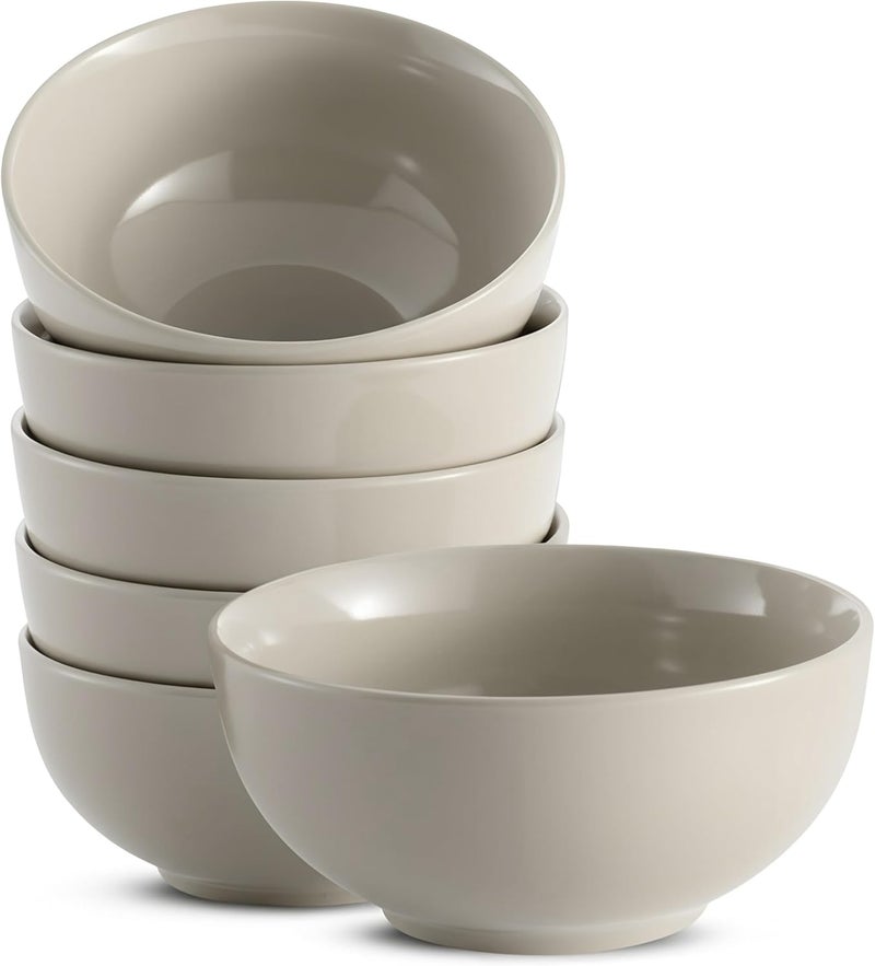 KooK Soup Bowls Cereal Bowl Ceramic Bowls for Kitchen Microwave Dishwasher and Freezer Safe Porcelain Dishes for Pasta Salad Oatmeal Deep Interior 20 oz Set of 6 Powder Grey - Image 1