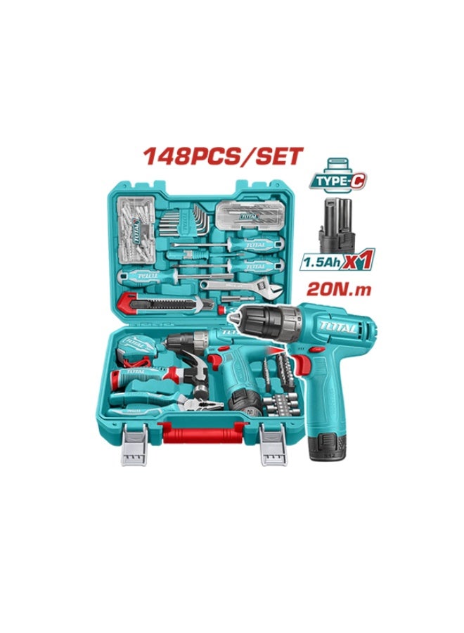 TOTAL 148-Piece Drill & Accessories Set - Image 1