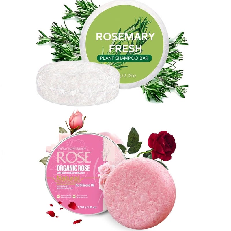 Diverse requirement fit 2 Pack Rosemary Rose Hand & Hair Shampoo Bar, Deep Cleansing for Scalp Hair Loss Shampoo Soap, Organic Hair Oil Control, Refreshing and Hydrating Bar for Daily Body & Hair Care, Gift Seekers General standard crafted - Image 1