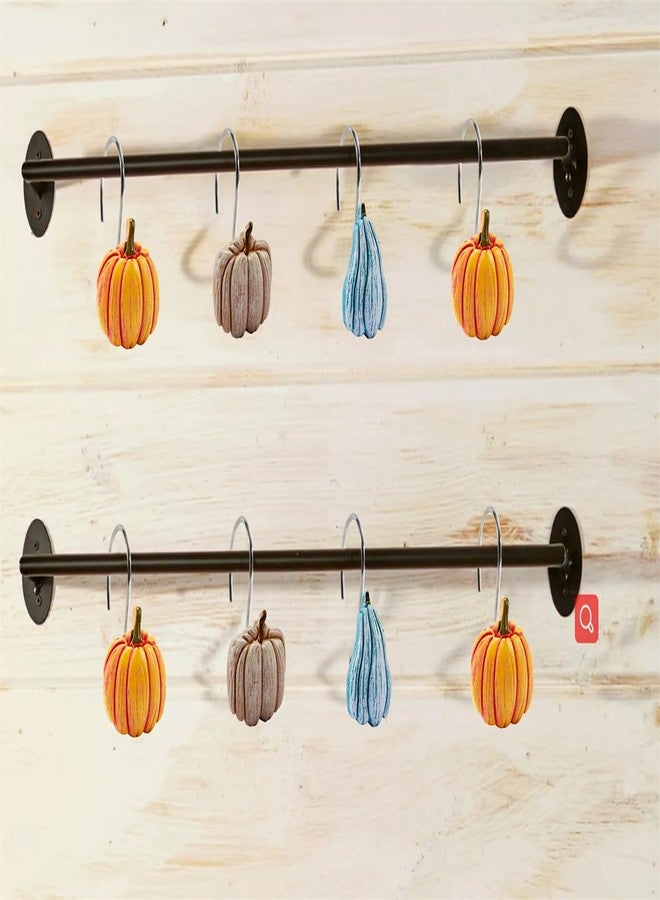 Aldopein 12PCS Cute Pumpkins Decorative Shower Curtain Hooks Rings for Fall Autumn Shower Curtains Bathroom Decorations Accessories Set, Metal Rustproof Thanksgiving Farmhouse Rustic Fall Shower Curtain Hooks - Image 5