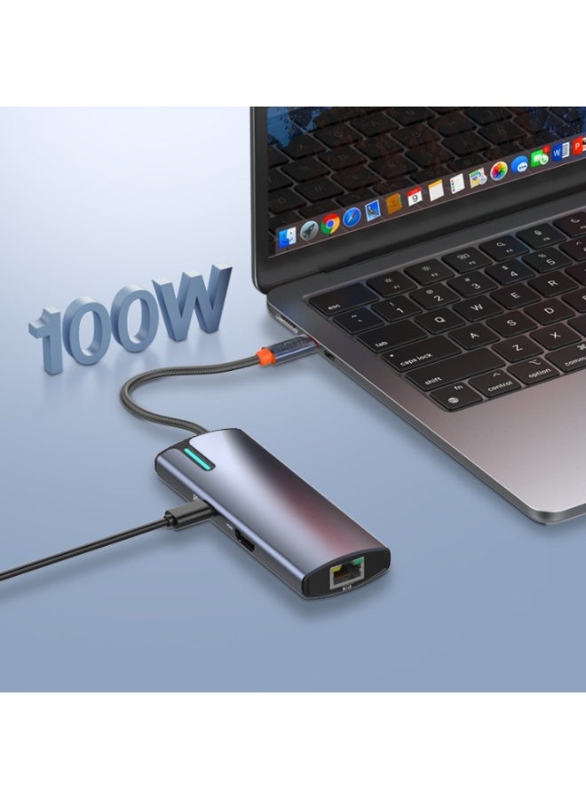 ريبنيو محطة إرساء USB-C 6 في 1 - شحن سريع PD بقوة 100 وات، مخرج HDMI بدقة 4K، RJ45 جيجابت إيثرنت، 3 منافذ USB 3.0، موزع صغير الحجم من النوع C لأجهزة الكمبيوتر المحمولة، وأجهزة MacBook، والأجهزة اللوحية - Image 2