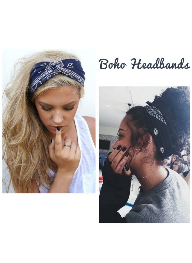 AKTVSHOW - AKTVSHOW Headbands for Women Knotted Headband Elastic Head Bands Women's Hair Band Non-Slip Turban Printed Stylish Sport Sweat Hair Wrap for Girls Cute Hair Accessories 4PCS - Image 1
