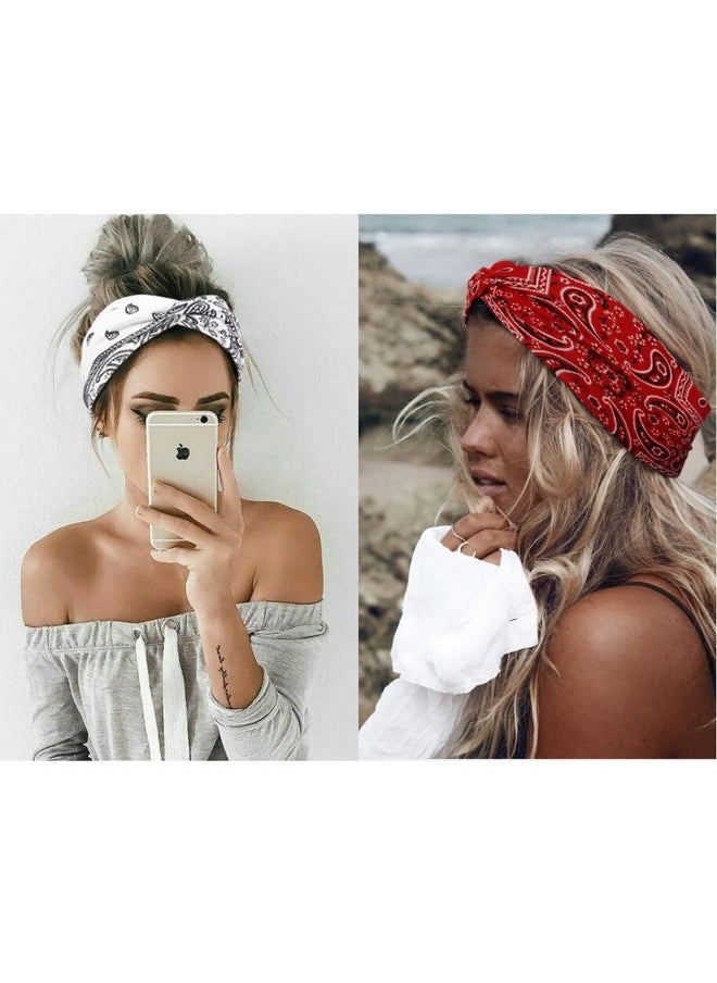 AKTVSHOW - AKTVSHOW Headbands for Women Knotted Headband Elastic Head Bands Women's Hair Band Non-Slip Turban Printed Stylish Sport Sweat Hair Wrap for Girls Cute Hair Accessories 4PCS - Image 1