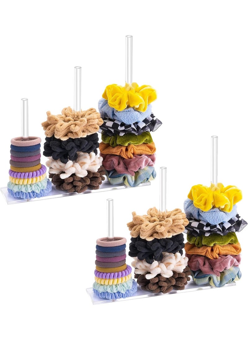 SMUK - SMUK 2Packs 3Tiers Acrylic Scrunchie Holder Stand Clear Hair Tie Organizer Storage for Women Teen Girls Gifts Scrunchy Hair Accessories Organizer - Image 1