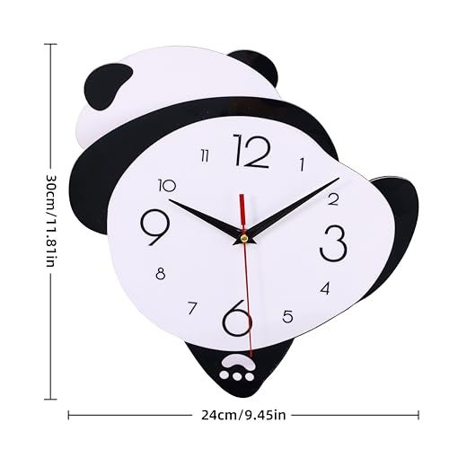 De'rons Decorative Silent Non-Ticking Cartoon Analog Wall Clock for Kids Bedrooms Classrooms Playrooms Nursery School Wall Decor Washable Without Glass Clocks for Child Room Décor 30X24 Cm (Panda) - Image 2