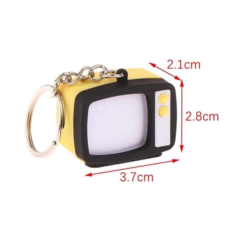 Retro TV Keychain, Blue, 37*28 mm (1.42*1.10 inches), 1 Piece, Durable Plastic, with Button Battery, Item Number 2066393654, Unisex, Sound and Light Function, Twisting Switch, Compact Size, Nostalgic Design, Modern Accessory - Image 2