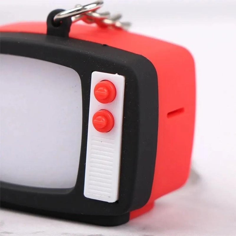 Retro TV Keychain, Blue, 37*28 mm (1.42*1.10 inches), 1 Piece, Durable Plastic, with Button Battery, Item Number 2066393654, Unisex, Sound and Light Function, Twisting Switch, Compact Size, Nostalgic Design, Modern Accessory - Image 5