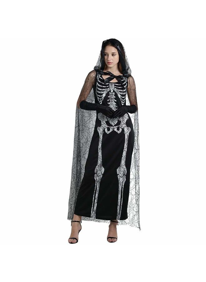 EraSpooky Women's Spider Web Skeleton Adult Halloween Costume(Black, OneSize) - Image 5