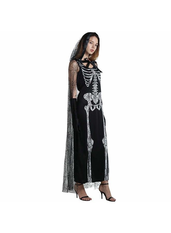 EraSpooky Women's Spider Web Skeleton Adult Halloween Costume(Black, OneSize) - Image 4