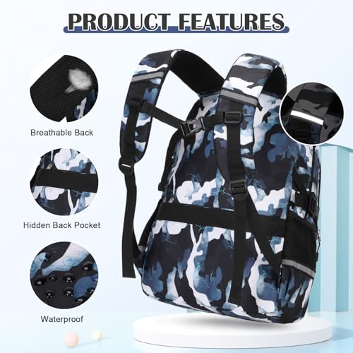 DIGOBAY Camo Backpack for Boys, Tactical Boys Backpack for School, Kids Backpack With Lunch Box Pencil Case USB Charging Port Military Army Book Bags for Boy Teens Kids Elementary Middle High School - Image 4