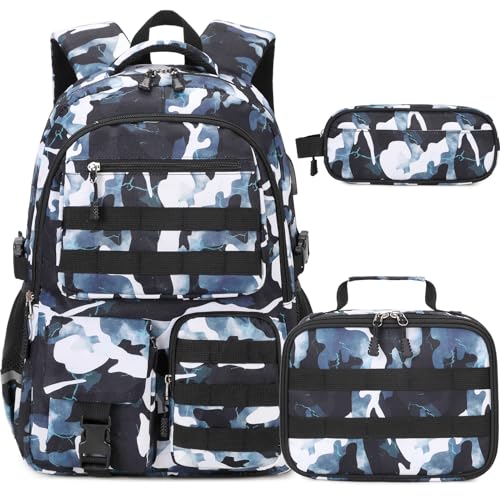DIGOBAY Camo Backpack for Boys, Tactical Boys Backpack for School, Kids Backpack With Lunch Box Pencil Case USB Charging Port Military Army Book Bags for Boy Teens Kids Elementary Middle High School - Image 1