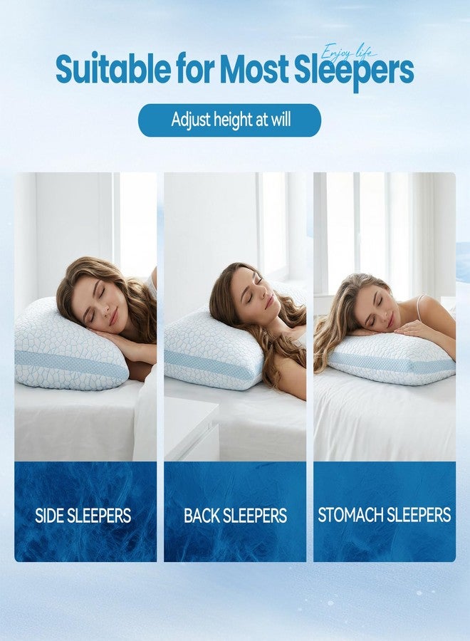 QUTOOL Enhanced Cooling Pillow for Hot Sleepers,Shredded Memory Foam Pillow King Size Set of 2,Adjustable Gel Bed Pillow for Side,Back,Stomach Sleepers - Image 3