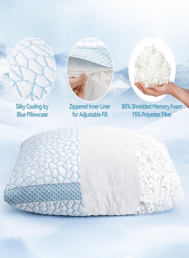 QUTOOL Enhanced Cooling Pillow for Hot Sleepers,Shredded Memory Foam Pillow King Size Set of 2,Adjustable Gel Bed Pillow for Side,Back,Stomach Sleepers - Image 4