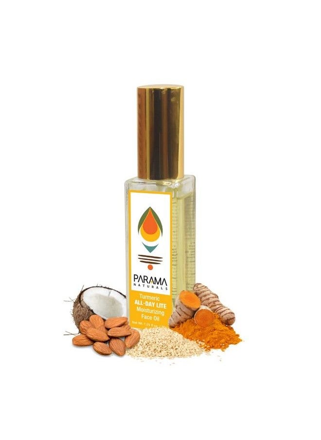 PARAMA NATURALS - Turmeric All Day Lite Moisturizing Face Oil 30Ml For Skin Brightening & Radiant Glow Antiaging Nongreasy Oil Sensitive & Acneprone Skin. - Image 1