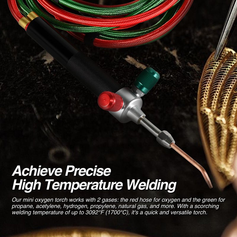 KZU Oxygen Torch Kit, Air Acetylene Torch Kit, Oxygen Acetylene/Butane Gas Welding Torch, Portable Brazing Kits with 5pc Tips, Hand Held Blazer Torch for Repairing Blowing - Image 5