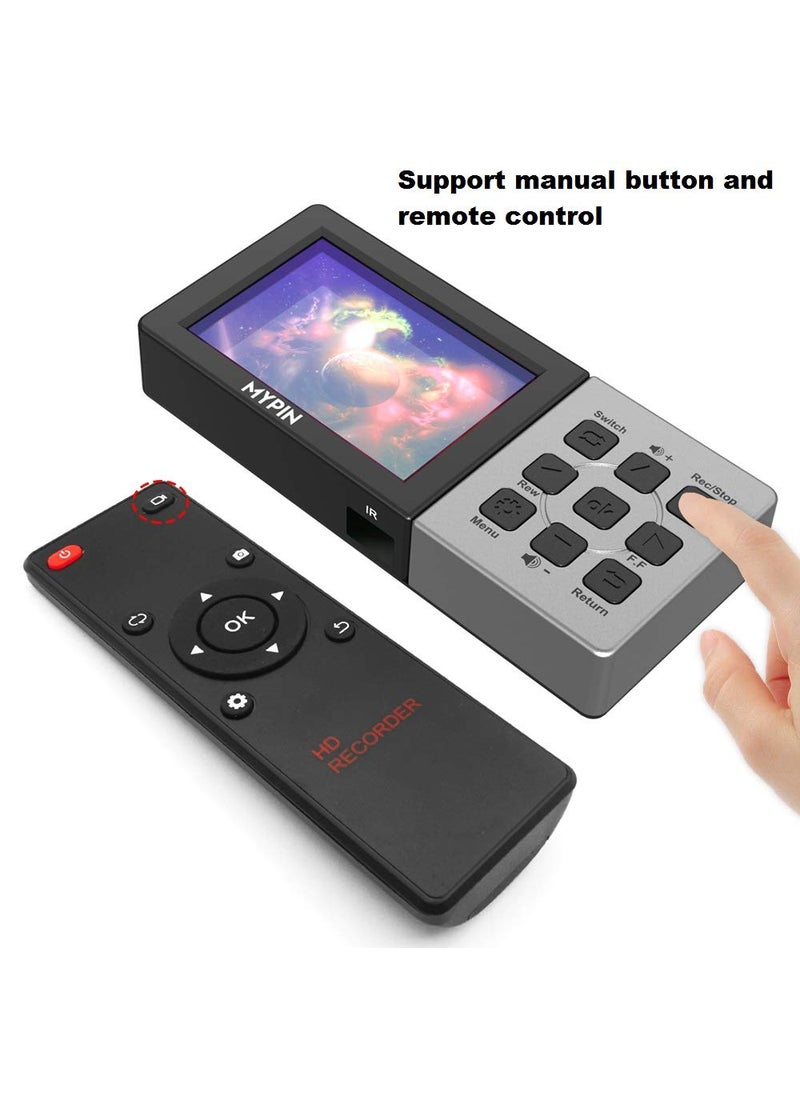 Mypin 1080P@60fps Capture Card with 3.5 Inch LCD and Remote Control, HDMI Video Recorder for PS4, Xbox One,LiveTV,DVR, Support Playback/Schedule Recording/Mic in(Without PC)  - Image 5