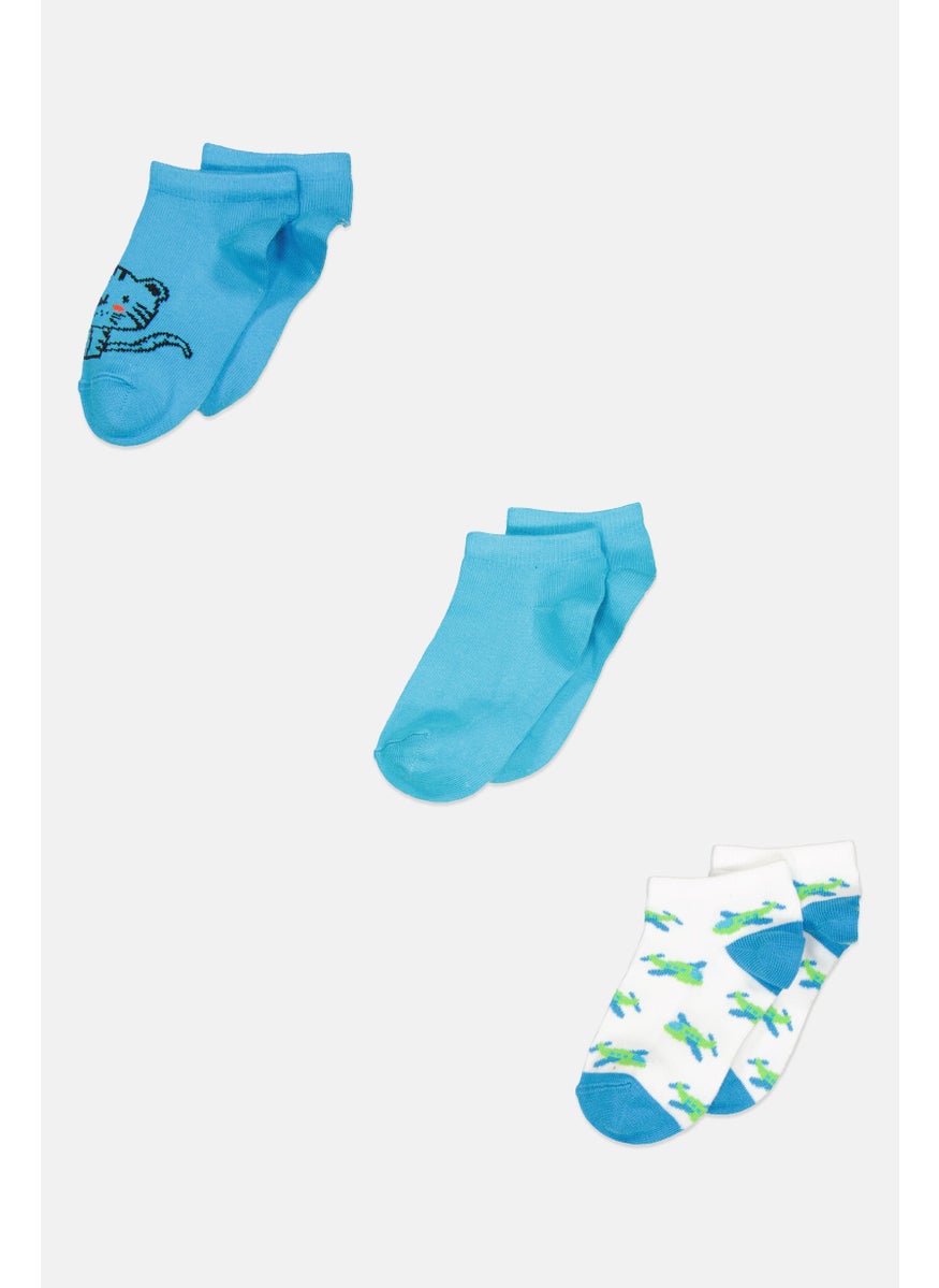 RBX Kids Girl 3 Pair Allover Print Ankle Socks, White  - Image 1