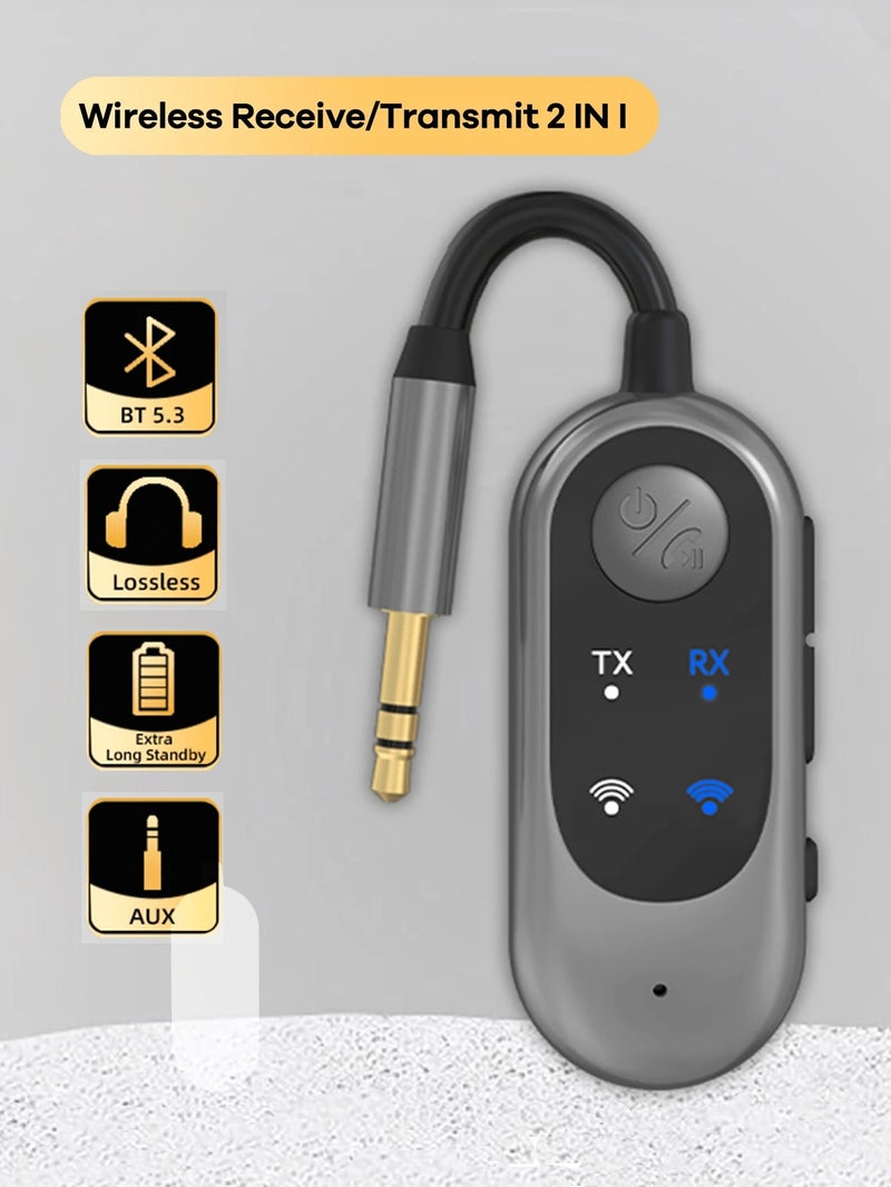 REMAX Wireless Receiver/Transmitter for Car (2-in-1); Noise Cancelling; 3.5mm AUX; Wireless Car Adapter; Wireless Audio Receiver for Home Stereo/Wired Headphones; Hands-Free Call; Essential Car Accessories for  Travel - Image 1