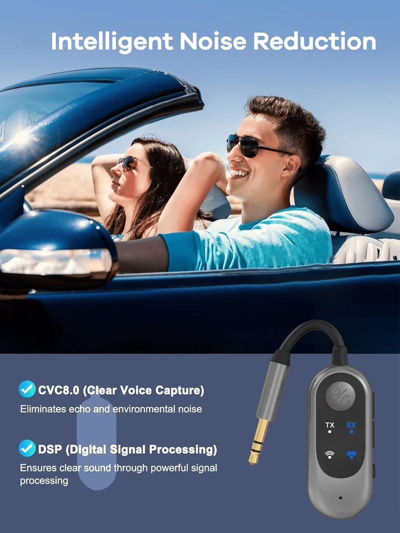REMAX Wireless Receiver/Transmitter for Car (2-in-1); Noise Cancelling; 3.5mm AUX; Wireless Car Adapter; Wireless Audio Receiver for Home Stereo/Wired Headphones; Hands-Free Call; Essential Car Accessories for  Travel - Image 4