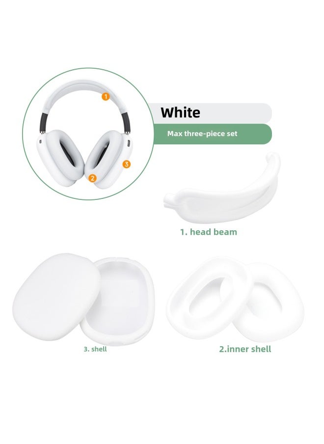 Generic - Digital Computer/bluetooth Headset Case/bluetooth Headset Shell Protective Cover For Airpods Pro-Color:max Three-piece White (head Beam + Shell + Ear Cap)-Model:Applicable To Airpods Max - Image 1