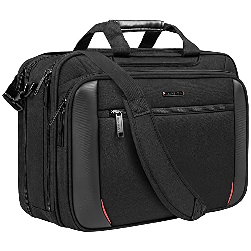 EMPSIGN Laptop Case Briefcase, 17.3 Inch Laptop Bag Expandable Messenger Bag for Men & Women Water Repellent, RFID Blocking Shoulder Bag Canvas Bag for Work, Business Travel - Image 1