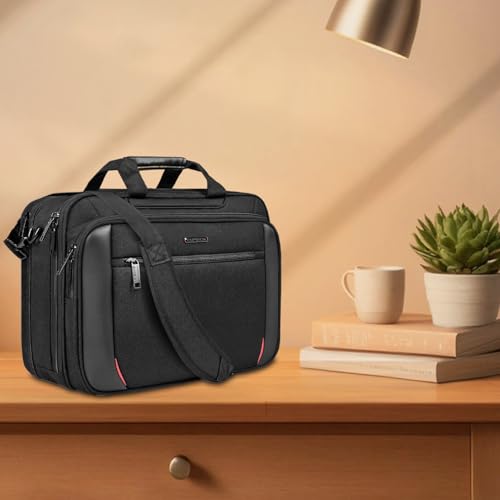 EMPSIGN Laptop Case Briefcase, 17.3 Inch Laptop Bag Expandable Messenger Bag for Men & Women Water Repellent, RFID Blocking Shoulder Bag Canvas Bag for Work, Business Travel - Image 2