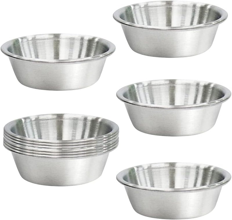 BangBoom 10Pack 23OZ Stainless Steel Sauce Dish Seasoning Dishes Premium Sushi Dipping Bowl Saucers Metal Ramekins Mini Appetizer Plates Individual Condiment Sauce Cups Silver - Image 1