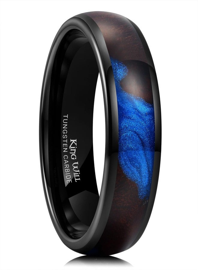 King Will 8mm Black Tungsten Rings, Men's Wedding Rings Blue Sand Inlay Domed Ring for Men Women, Comfort Fit, Durable, Size 13 - Image 1